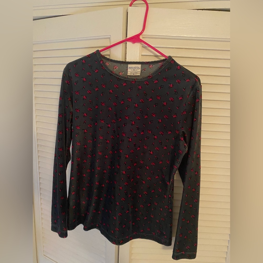 Vintage Tight Velvet Floral Shirt
